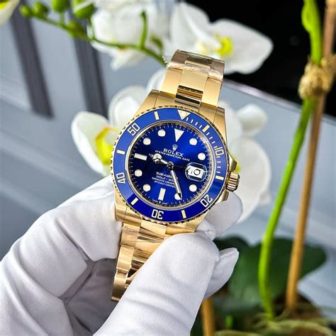 rolex submariner blue yellow gold.